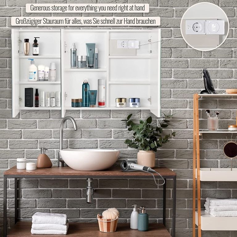 MIADOMODO Szafka z lustrem z oświetleniem LED, 100 x 60 cm